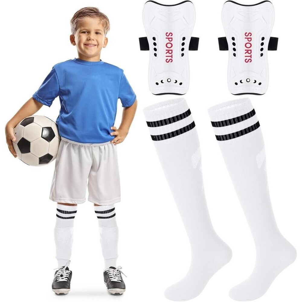 Youth Soccer Shin Guards & Socks Protective Gear for Kids Ages 3-15 Boys & Girls